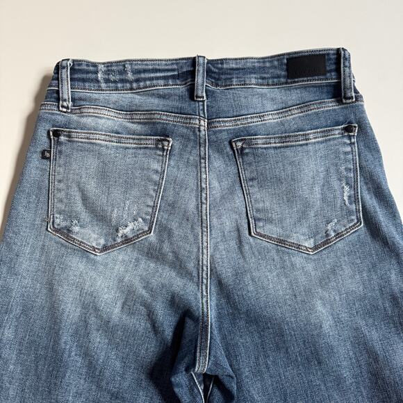 Judy Blue Button Fly Wide Leg Crop Jeans JB82509 Size 9 29 EUC Distressed Boho - Picture 7 of 16